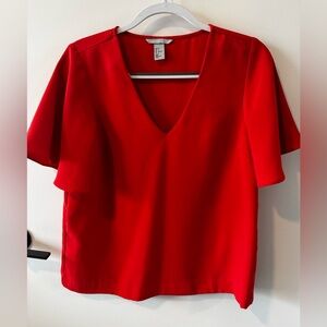HM Red Short Sleeve Blouse